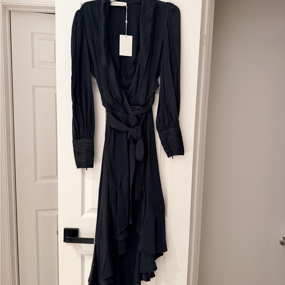 Zimmermann Black Long Sleeve Silk Dress